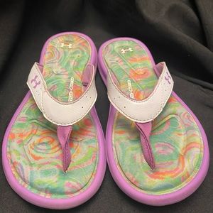 Under‎ Armour- Youth Foam Flip Flops-White, Size:2Y